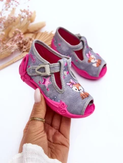 Sandałki Papcie Wiewiórki Befado 213P137 Szaro-Różowe