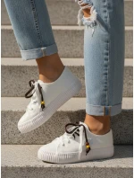 Dámske tenisky tenisky s ozdobnými korálkami biele ZY1407