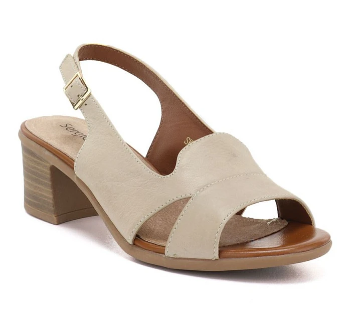 Dámské kožené sandály béžové Sergio model 22121908 - LEONE