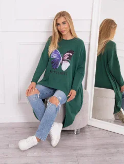 Oversize halenka s potiskem tmavě zelená