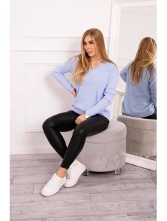 Sveter s výstrihom do V modrý