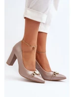 Lodičky s perlami a podpatkem ze kůže model 21652581 - Zazoo