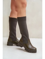 Kozačky S  Na Plochém Podpatku Světle Béžové model 21679905 - Boto