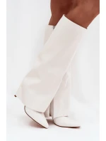 Ocieplane Kozaki Na Szpilce Z Wywiniętą Cholewką Białe Tamonia Ocieplane Kozaki Na Szpilce Z Wywiniętą Cholewką Białe Tamonia