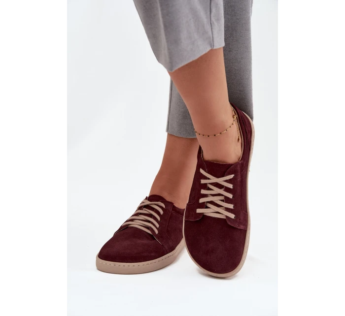 Trampki Typu Barefoot Z Naturalnego Zamszu Zazoo 314 Bordowe