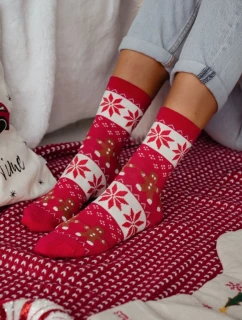 Dámske vianočné ponožky s perníčkami - červené