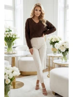 Teplý svetr oversize s vazbou a výstřihem do V model 21865253 - numoco basic