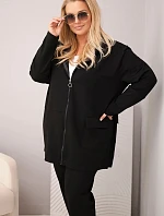Dámsky bavlnený set s mikinou a nohavicami v čiernej farbe Plus Size