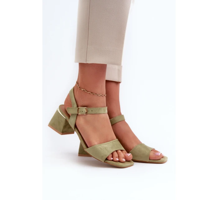 Sandały Damskie Na Klocku Z Eko Zamszu Zielone Leisha Sandały Damskie Na Klocku Z Eko Zamszu Zielone Leisha