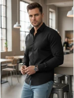 Pánská elegantní hladká černá košile FIT Dstreet model 21972060 - FashionStreet