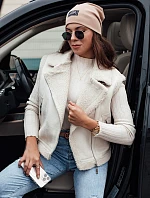 Dámska semišová vesta s ovčou kožušinou WOOLZIP biela FashionStreet TY4743