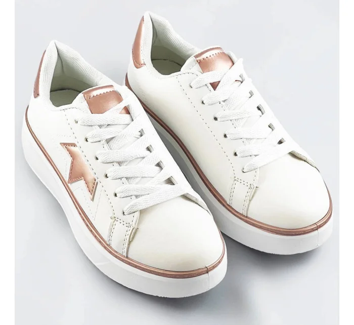 Bielo-medené šnurovacie tenisky sneakers s hviezdičkou (BB126N)