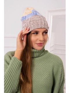 Fleecová čiapka Dolores K303 tmavo béžová+modrá+žltá