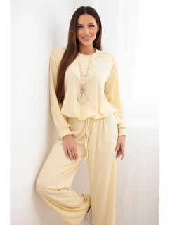 Dámska viskózna mikina a široké nohavice žltá