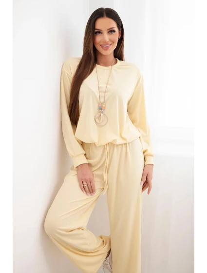 Dámska viskózna mikina a široké nohavice žltá Dámska viskózna mikina a široké nohavice žltá