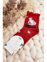 Damskie Błyszczące Świąteczne Skarpety Z Bałwanem Czerwone