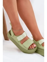 Sandały Damskie Na Platformie Z Rzepami Zielone Nitepira Sandały Damskie Na Platformie Z Rzepami Zielone Nitepira