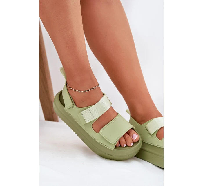 Sandały Damskie Na Platformie Z Rzepami Zielone Nitepira Sandały Damskie Na Platformie Z Rzepami Zielone Nitepira