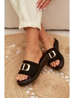 Dámské pantofle se zlatým detailem Černé Elmera Dámské pantofle se zlatým detailem Černé Elmera