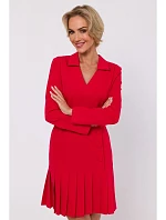 M752 Šaty so skladaným lemom - červené