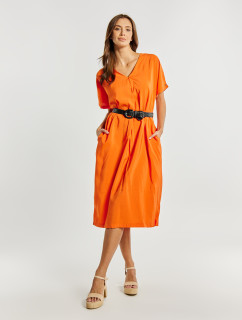 Monnari Šaty Viskózové šaty s opaskom Oranžová