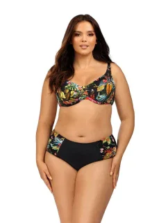 Dámske dvojdielne plavky Caitriona 3133/3 čierne s kvetmi - Lorin