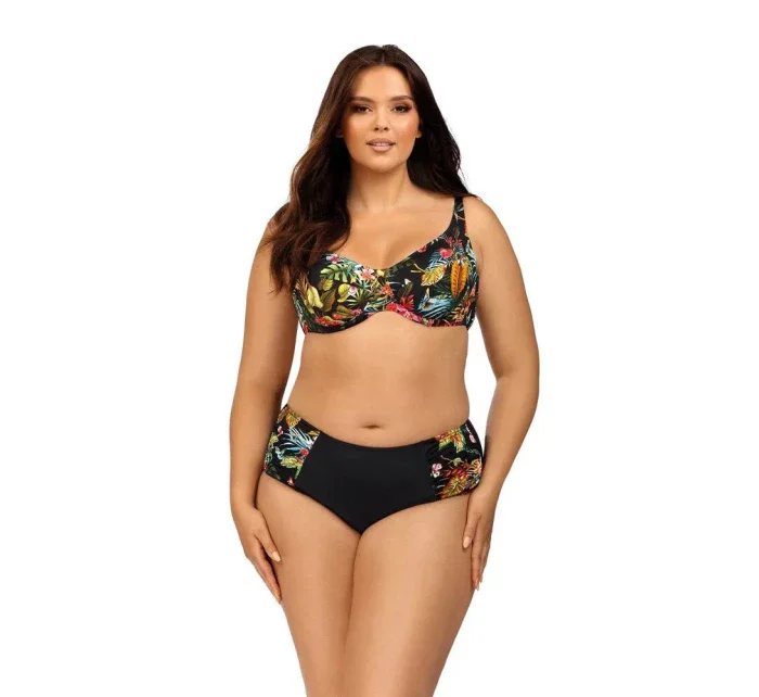 Dámské dvoudílné plavky  černé s květy  model 18905441 - Lorin