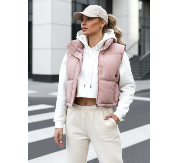 Dámska prešívaná ružová vesta FashionStreet TY5199