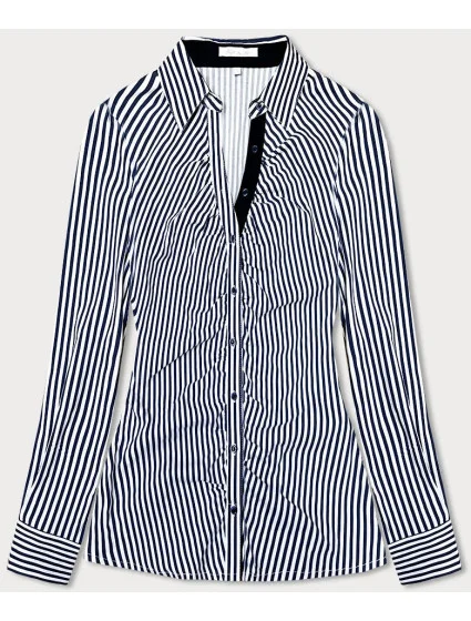 Tmavě bílá pruhovaná košilová halenka model 18471288 - Forget me not FASHION Tmavě bílá pruhovaná košilová halenka model 18471288 - Forget me not FASHION