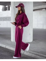 Komplet damski spodnie i bluza ze bordowy model 21470450 - Moon