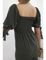 Šaty s viazanými rukávmi khaki Šaty s viazanými rukávmi khaki