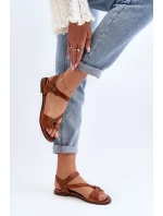 Zazoo 40182 Skórzane Sandały Damskie Brązowe