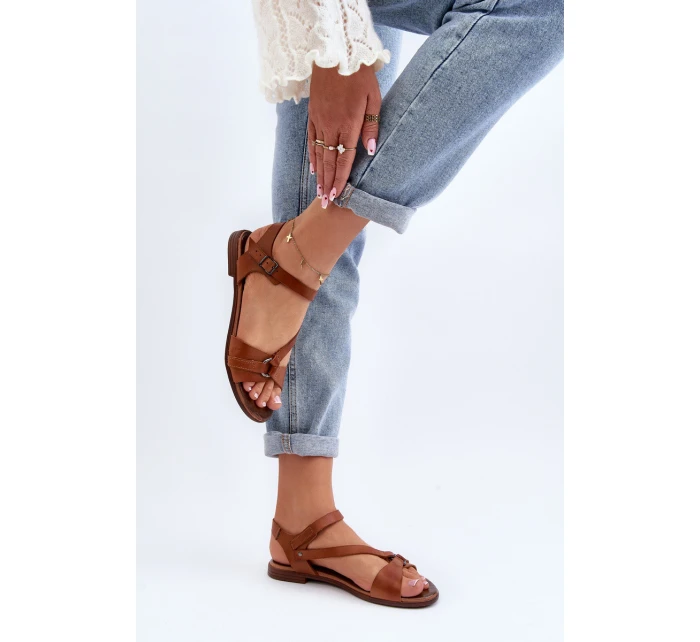 Zazoo 40182 Skórzane Sandały Damskie Brązowe