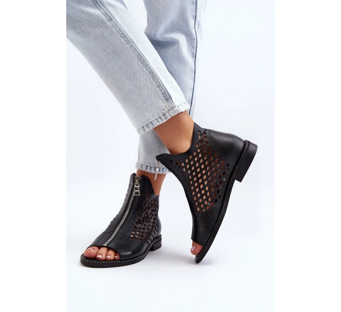 Kožené sandály na zip model 21649674 - Zazoo