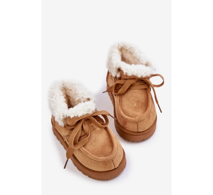 Śniegowce Botki Dziecięce Ocieplane Futerkiem Camel Adelane