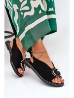 Płaskie Sandały Z Ozdobą Czarne Haliones Płaskie Sandały Z Ozdobą Czarne Haliones