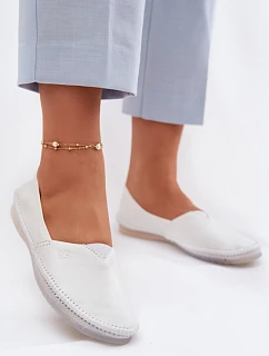 Dámské kožené baleríny model 22100748 Bílá - Maciejka