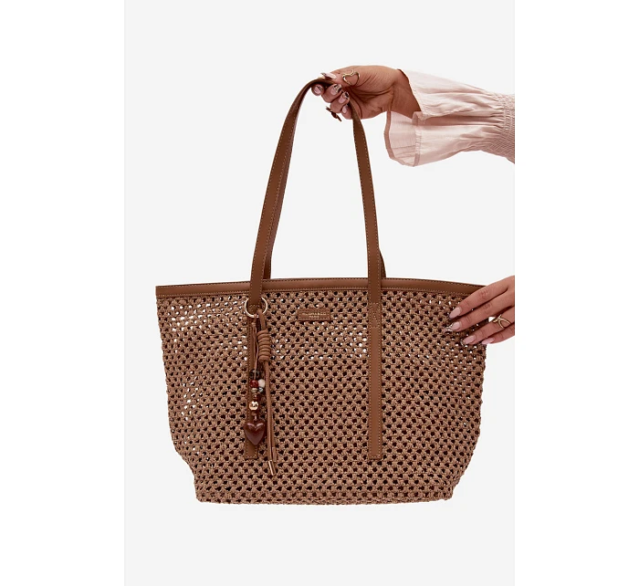 Pletená taška typu s přívěskem světle hnědá model 22111690 - Flora&Co