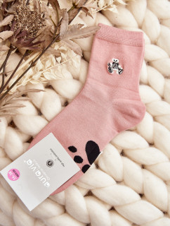 Dámske bavlnené ponožky s aplikáciou ružového medvedíka