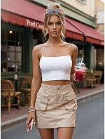 Dámska mini sukňa QUILLA béžová FashionStreet CY0439 Dámska mini sukňa QUILLA béžová FashionStreet CY0439