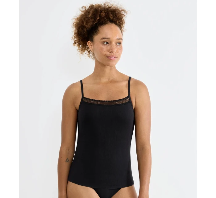 sloggi GO Rebrovaný top so špagetami - BLACK - SLOGGI BLACK - SLOGGI