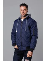Tmavě modrá pánská bunda typu "bomber" s kapucí model 18344929 - J.STYLE