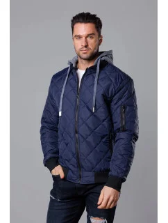 Tmavě modrá pánská bunda typu "bomber" s kapucí model 18344929 - J.STYLE