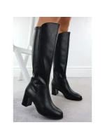 Dámske čierne kožené čižmy na podpätku Sergio Leone KZ25224-S