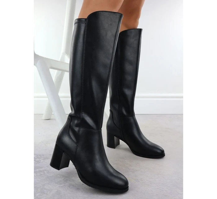 Dámske čierne kožené čižmy na podpätku Sergio Leone KZ25224-S