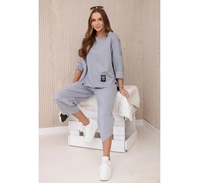 Komplet nových mikinových kalhot Punto šedý Komplet nových mikinových kalhot Punto šedý