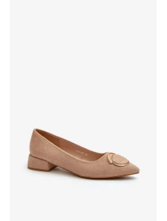 Lodičky na nízkom podpätku z ekologického semišu S.Barski Beige