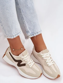Dámské sportovní boty na platformě – béžové Janelora