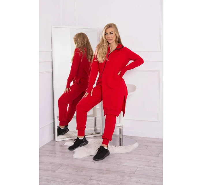 Súprava mikín s dlhšími stranami červená