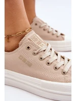 Niskie Sznurowane Tenisówki Big Star LL274969 Beżowe